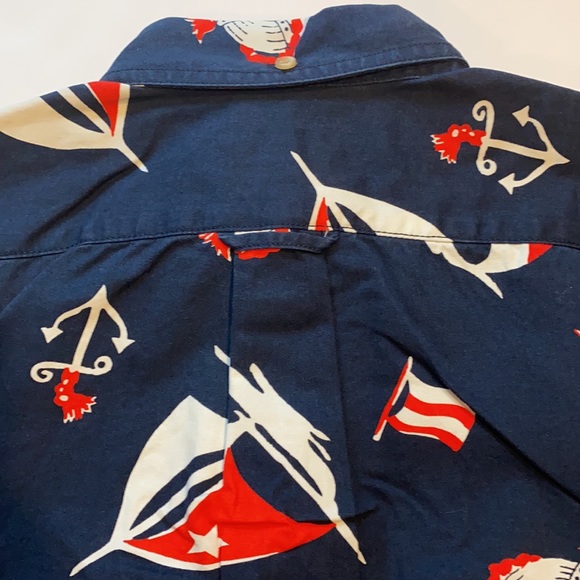 J Crew Small Cotton Nautical Sail Button Up Short Sleeve Shirt D21 - Picture 3 of 10